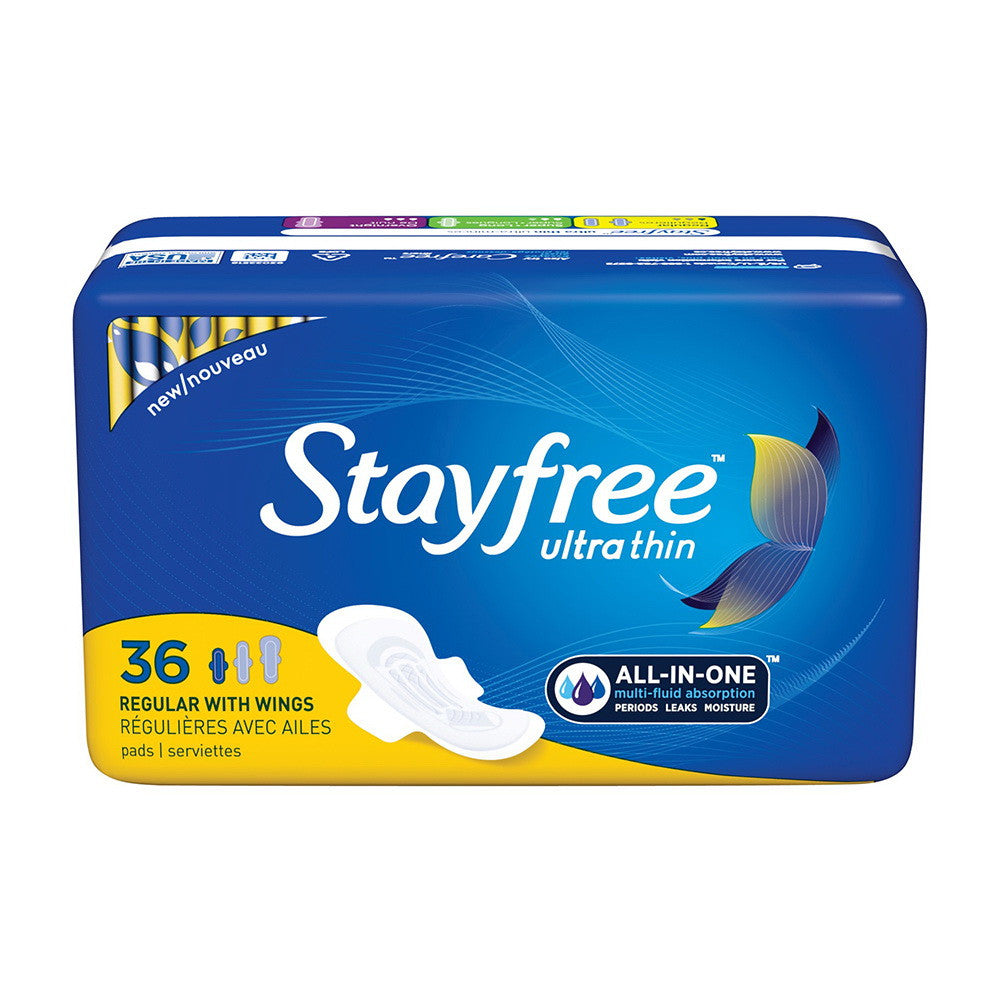 Stayfree Ultra Thin Pads Regular with Wings, 36 Ea